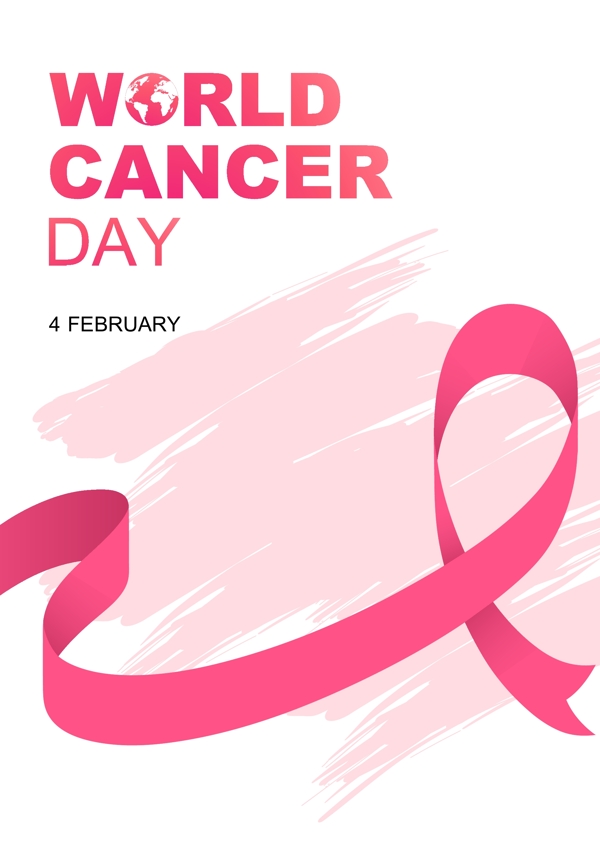 粉红色的活力世界癌症日海报