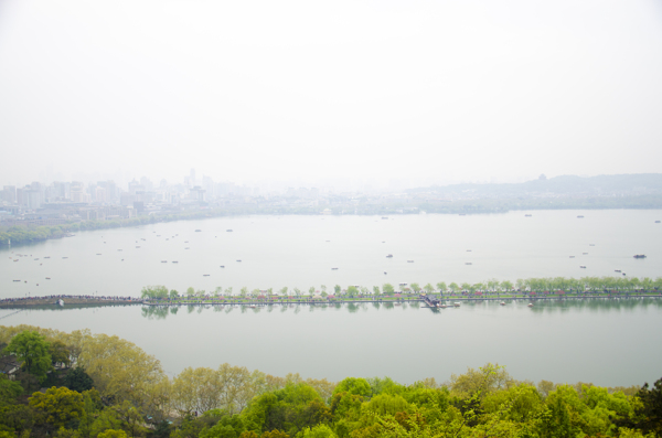 西湖鸟瞰图图片