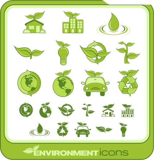 多款清新的绿色环保图标