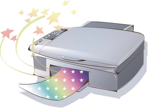 矢量素材手绘电器打印机