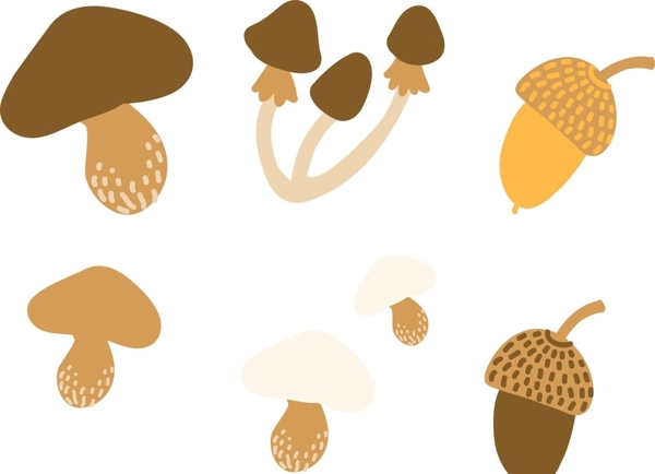 手绘蘑菇松塔图片