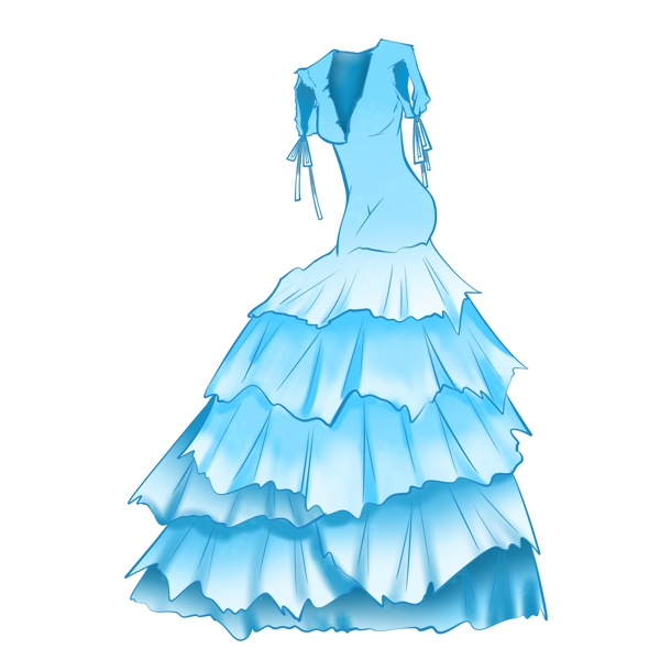 蓝色婚纱裙子