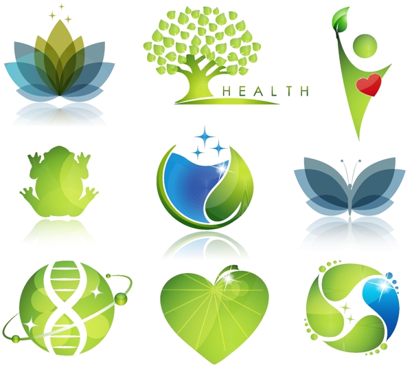 美容健康绿色环保图标