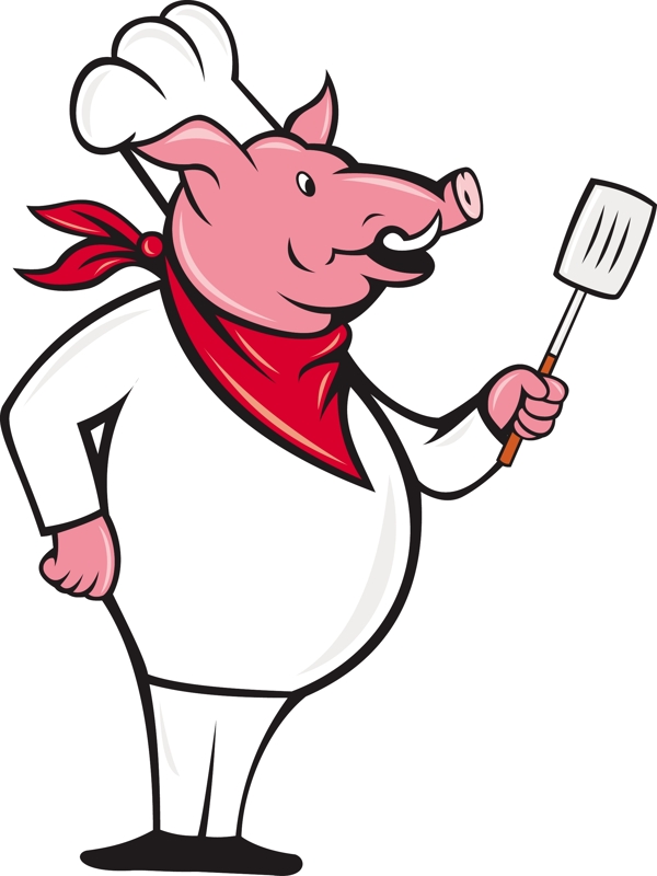 野生的猪猪的厨师用抹刀卡通