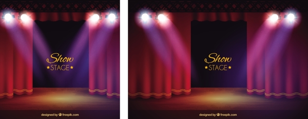 剧院舞台背景与聚光灯在现实的风格