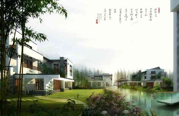 中式园林效果图图片