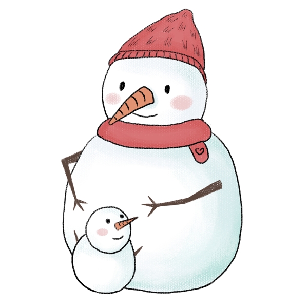 冬季堆雪人游戏插画