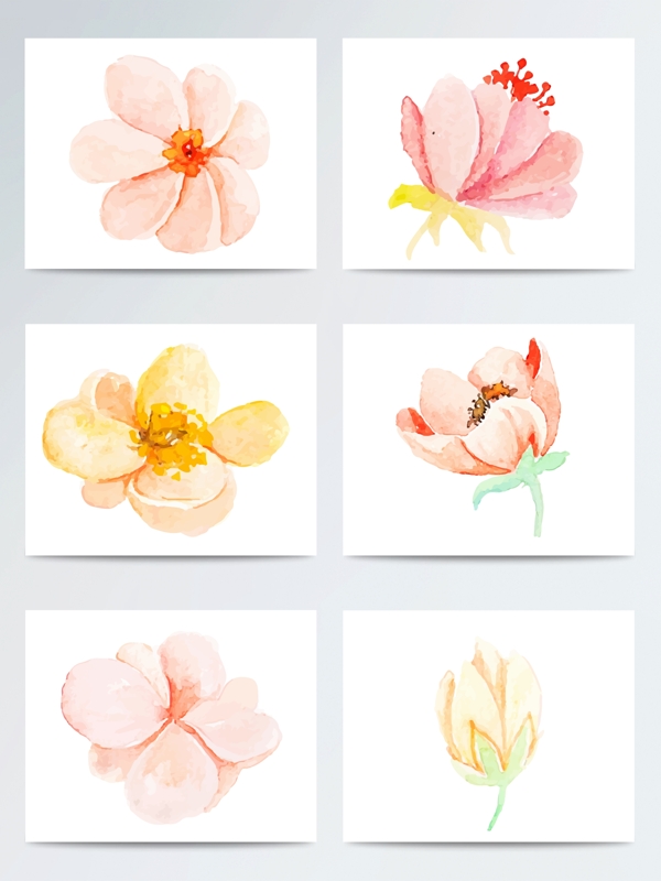 手绘水彩桃花花卉素材