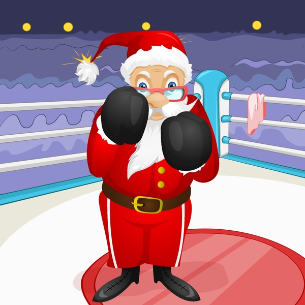 打拳击的圣诞老人图片