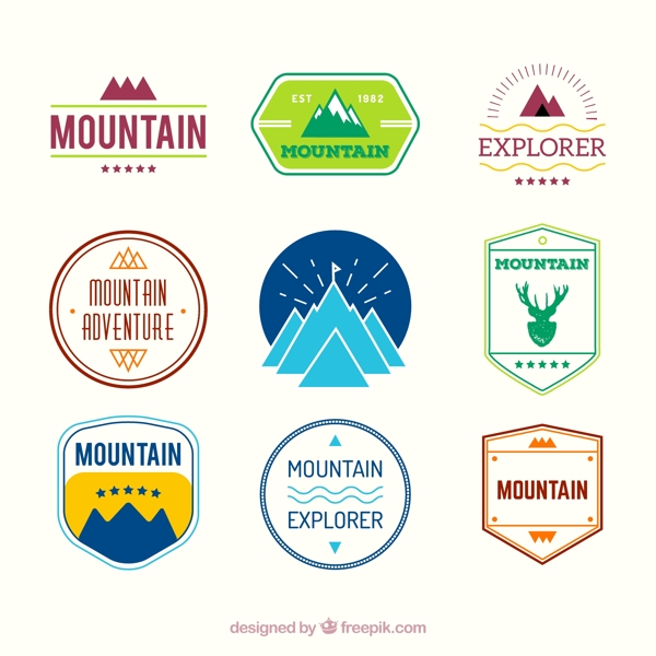 9款彩色登山标签图片