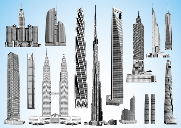 中国城市建筑矢量素材