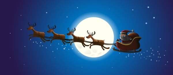 卡通圣诞老人与麋鹿矢量素材