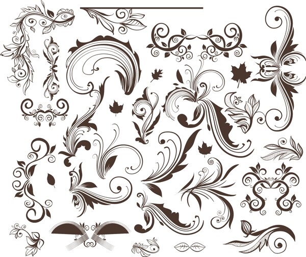 欧式花纹花边装饰设计矢量图片