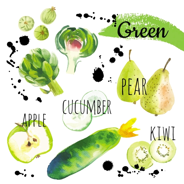 绿色果蔬图标设计图