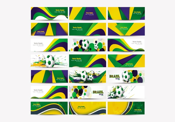 收集横幅和标题设置巴西国旗颜色的概念
