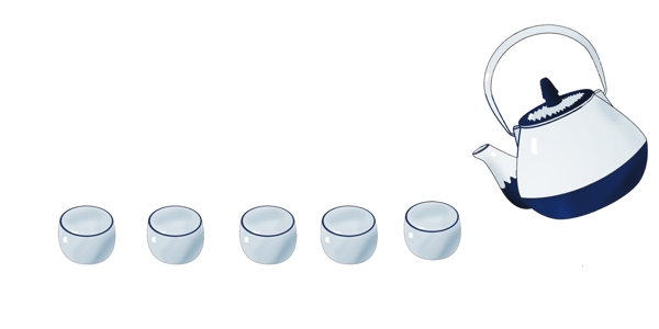 茶壶与茶杯装饰插画
