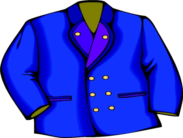 蓝色调男款双排扣西装设计