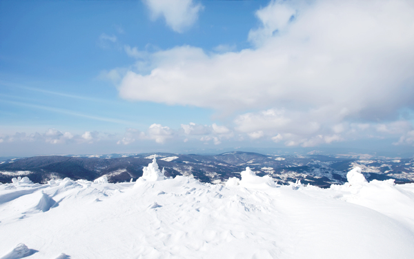 蓝色天空白雪高原淘宝banner背景