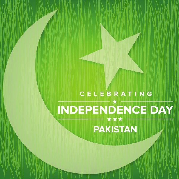 与月亮和星星的绿色巴基斯坦独立日设计
