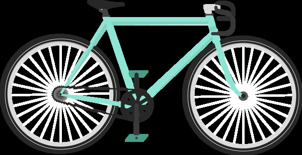 蓝色单车自行车插画免抠png透明图层素材