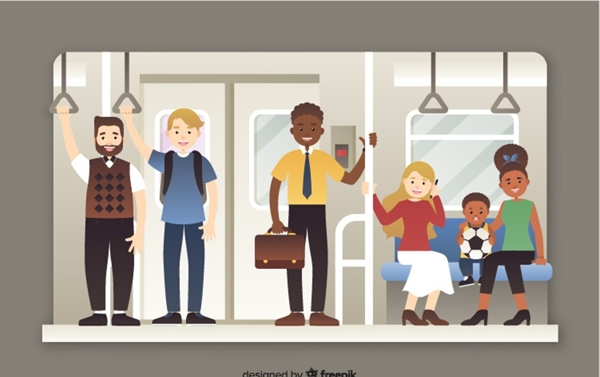 创意乘坐地铁的人物图片
