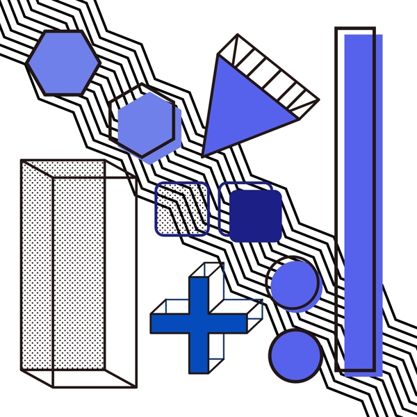 孟菲斯设计元素蓝色AI素材