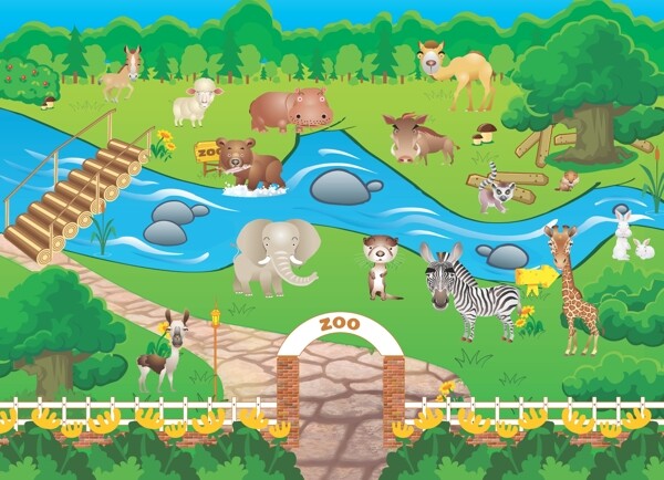 卡通动物园背景图片