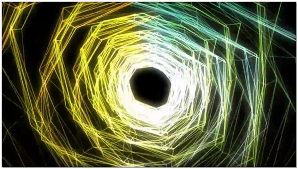 黄色三维空间网格转动科技隧道背景视频