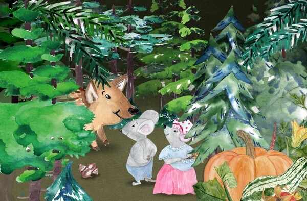 动物森林插画设计装饰画