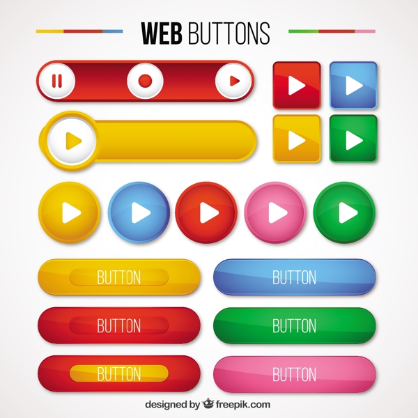 颜色种类的网页按钮包