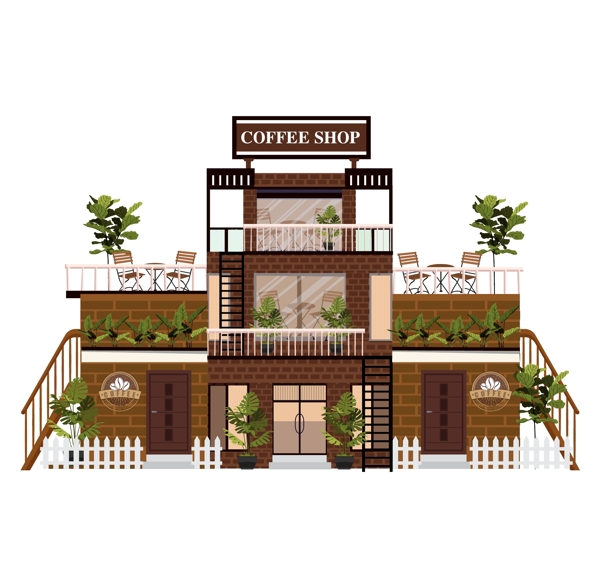 咖啡店手绘平面图