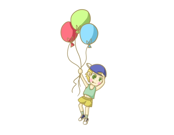 儿童节男孩与气球PNG图片