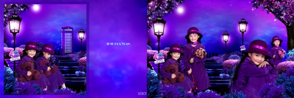 紫色梦幻儿童照片psd模板儿童数码照片模板免费儿童照片模板