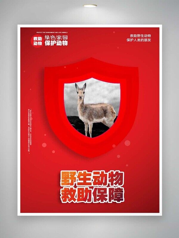 绿色家园保护野生动物救助保障公益海报