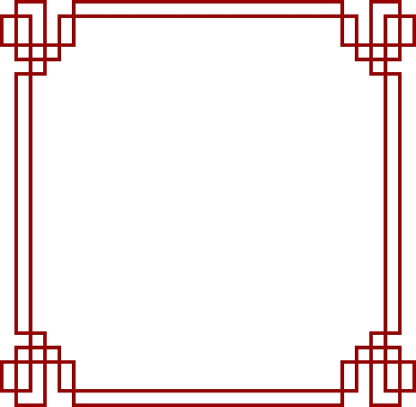 中国风红色正方形矢量海报边框透明png