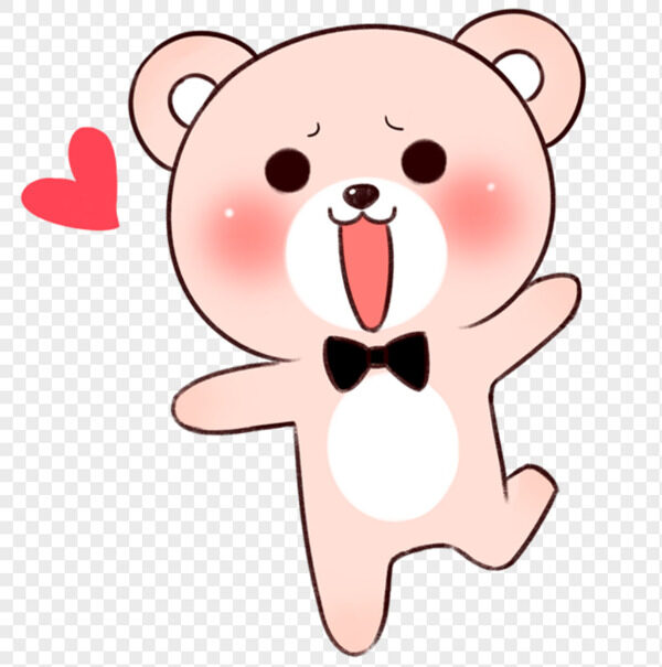 可爱绅士粉色卡通小熊超开心冒爱心