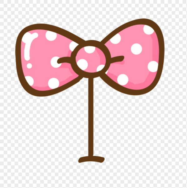 卡通手绘女孩子头顶发饰粉色蝴蝶结白色波点