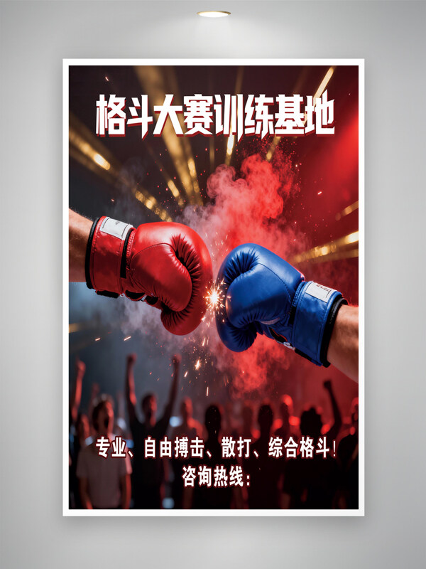 红蓝对决拳击格斗搏击对战海报
