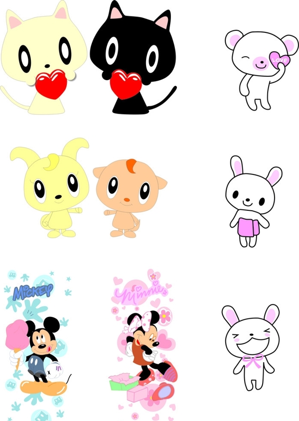超可爱卡通猫韩国可爱卡通米奇兔子图片