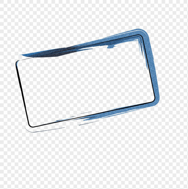 水墨蓝色简约线条创意矩形边框装饰