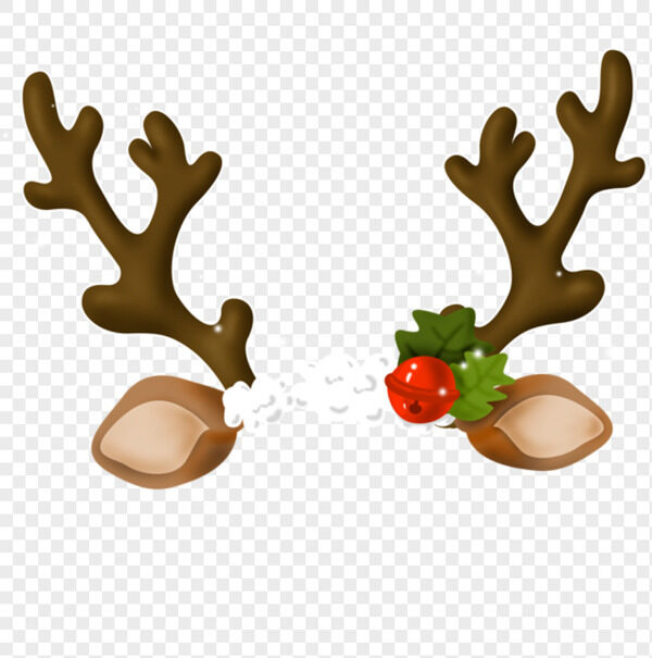 麋鹿耳朵角圣诞红色小铃铛雪花飘飘免抠图