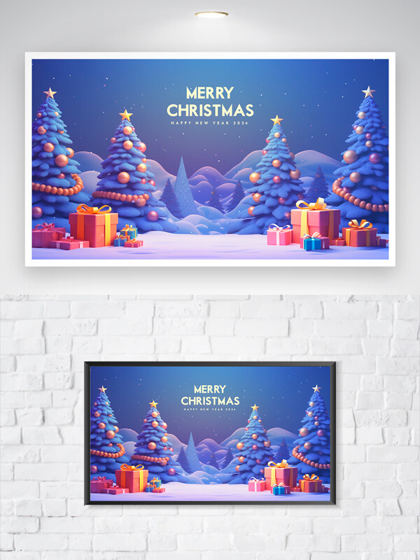 创意浪漫圣诞节主题海报