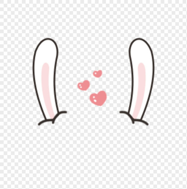 手绘卡通长长的耳朵冒着小爱心小白兔白又白