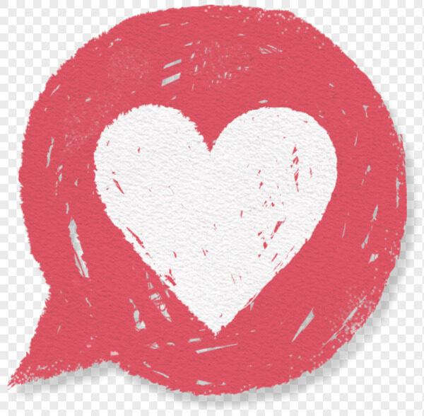 蜡笔绘画圆形气泡对话框白色爱心装饰