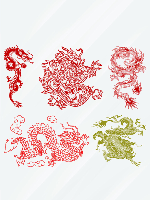 传统民族神话图腾中国龙装饰图案