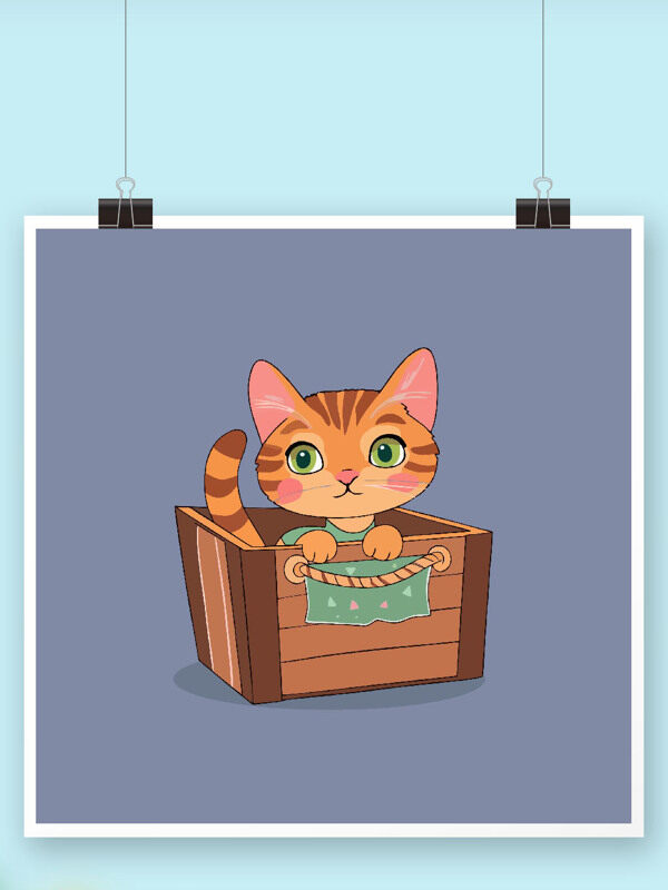 橘猫坐木箱邮箱