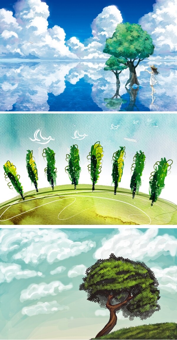 漫画中的树和天