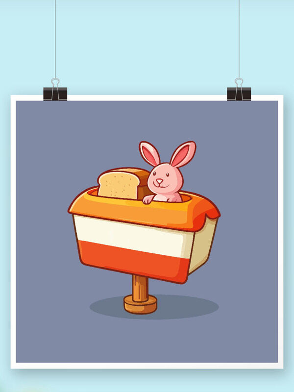 动漫卡通兔子坐面包箱