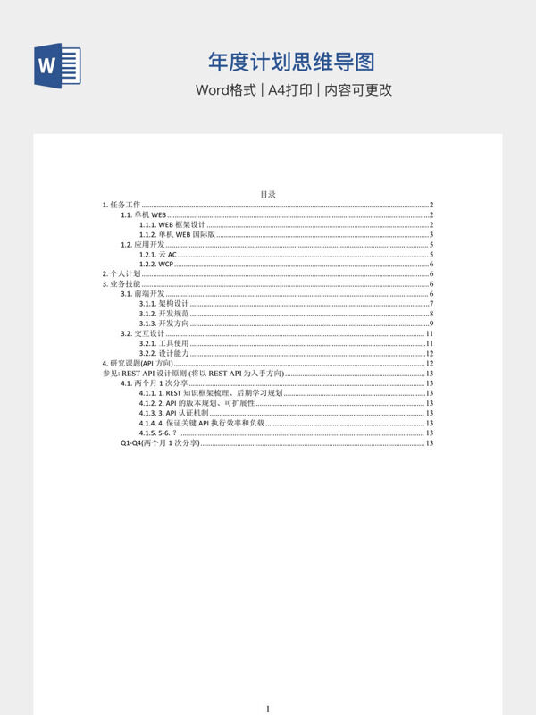年度计划思维导图