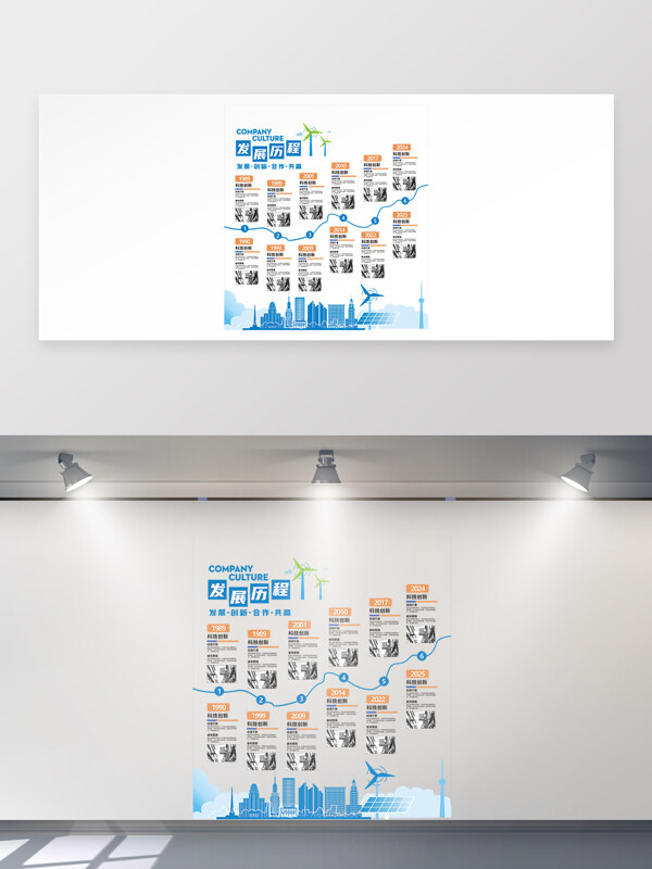 新能源风力企业发展历程文化墙